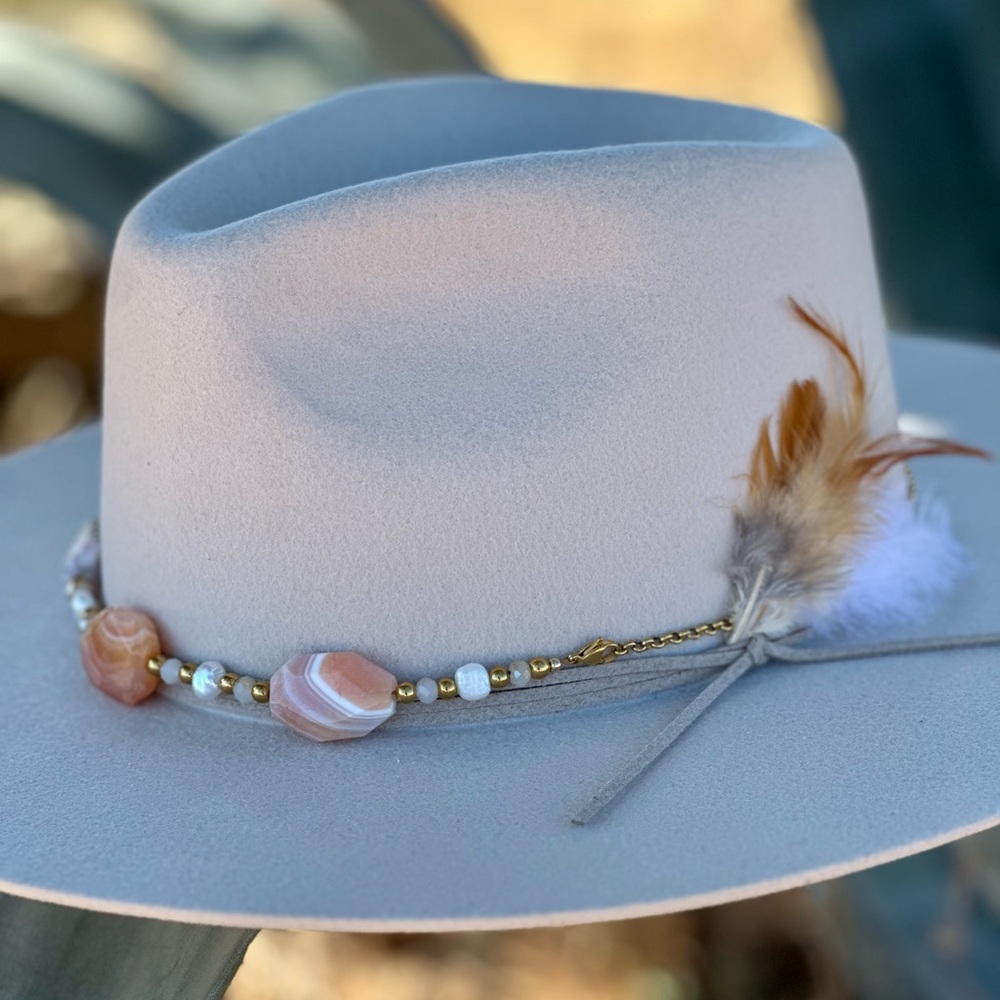 Botswana Agate Freshwater Pearl Hat Band - Picture 8 of 8
